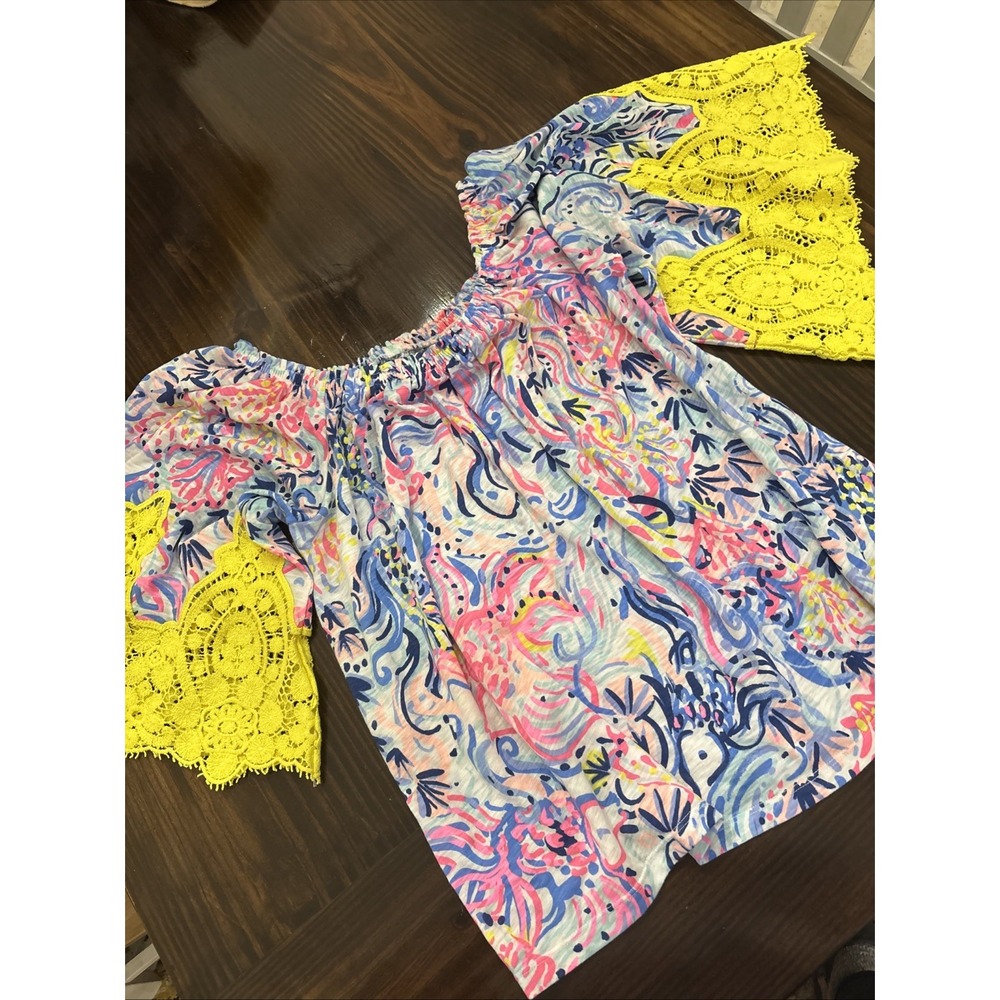 Lilly Pulitzer Zaylee Off-Shoulder Top Women's Size Small Floral Crochet Lace